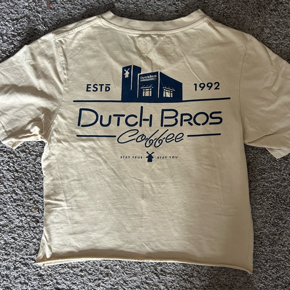 Dutch Bros Tan Tee with Navy Logo